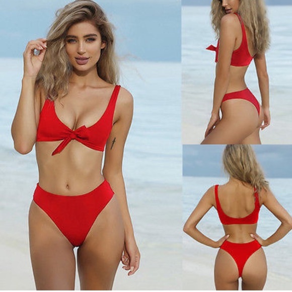 New Red Bikini High Waist Swimwear Set - Picture 1 of 4